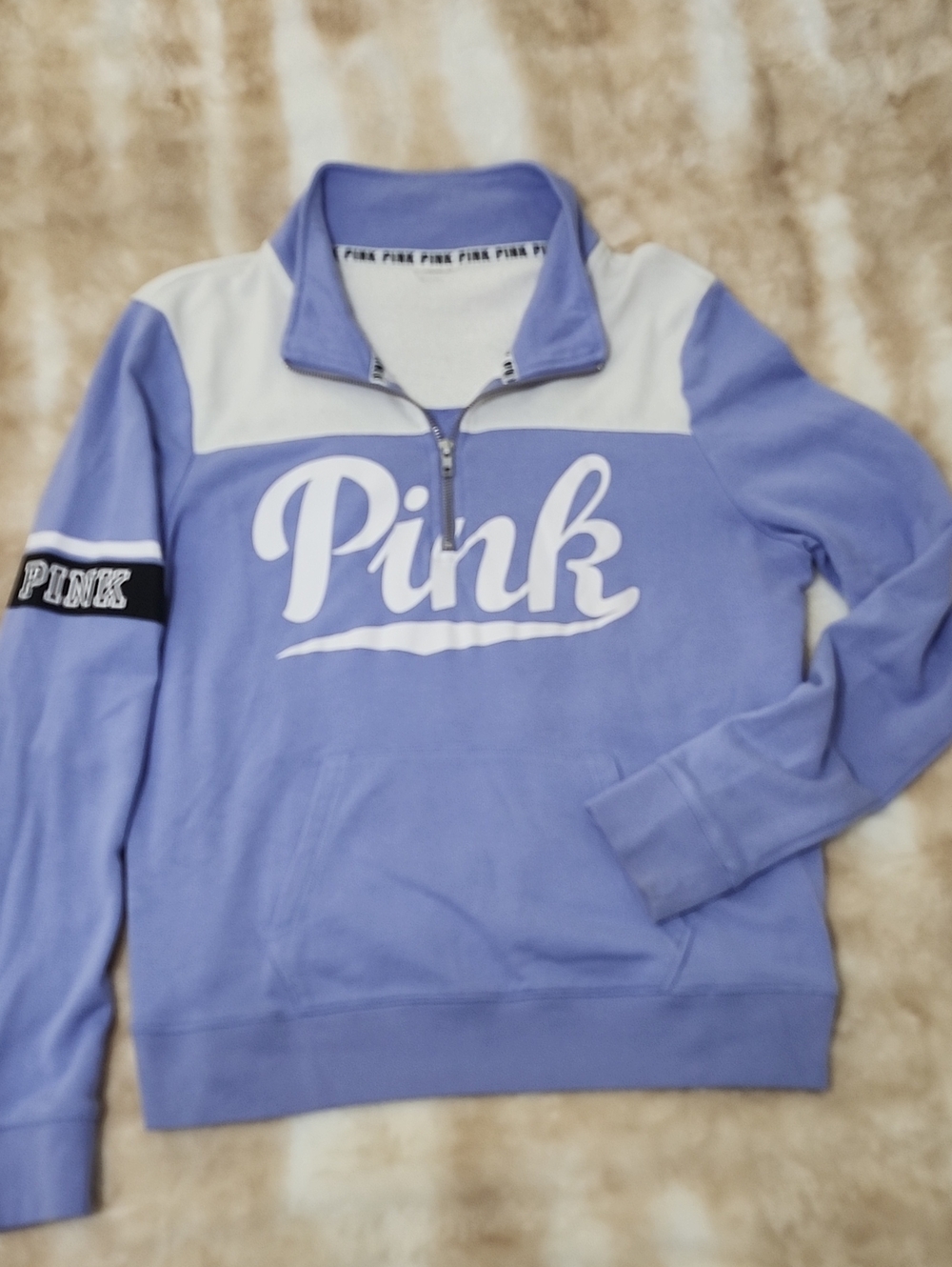Victoria's Secret PINK Zip Crewneck Sweater Sweat Shirt